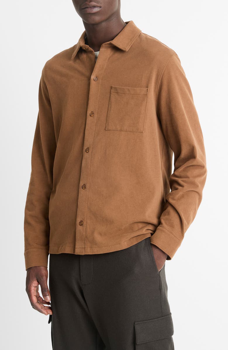 Vince Sueded Knit Button-Up Shirt, Main, color, 