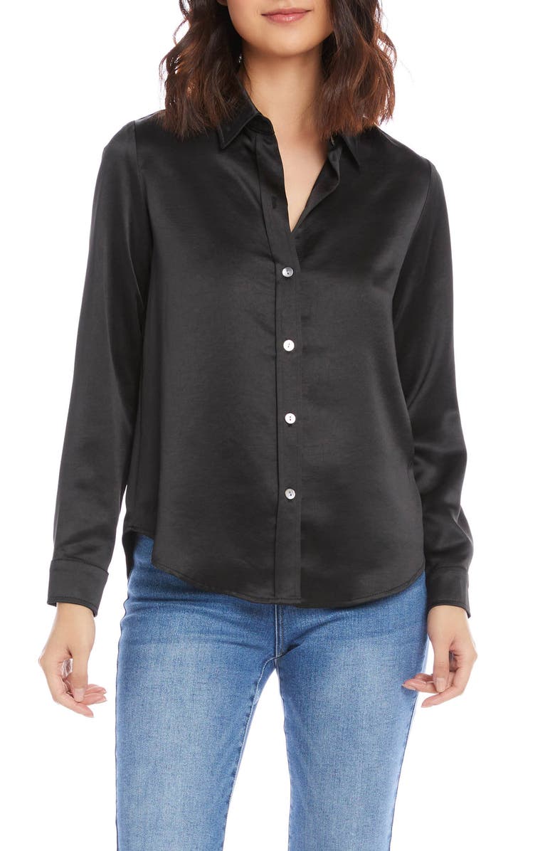 Karen Kane Satin Shirt, Main, color, 