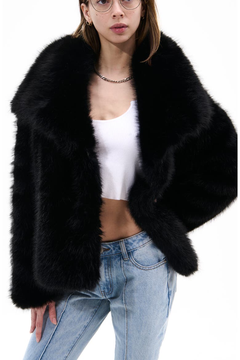 Regina Faux Fur Jacket, Alternate, color, BLACK