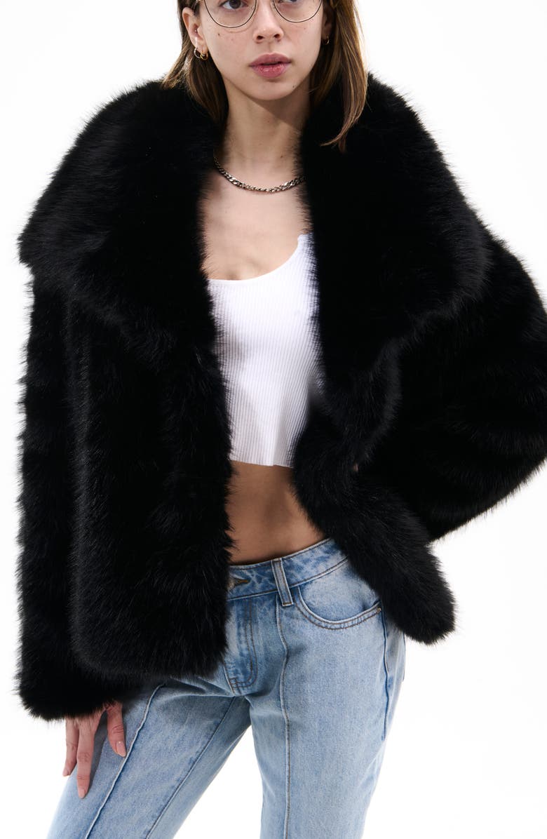 AZALEA WANG Regina Faux Fur Jacket, Alternate, color, Black