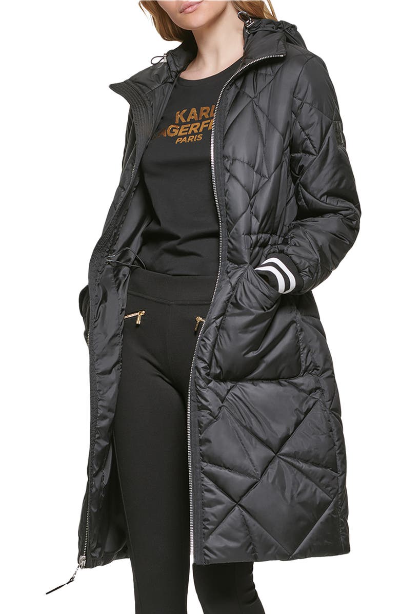 KARL LAGERFELD PARIS Water Resistant Hooded Jacket, Alternate, color, 