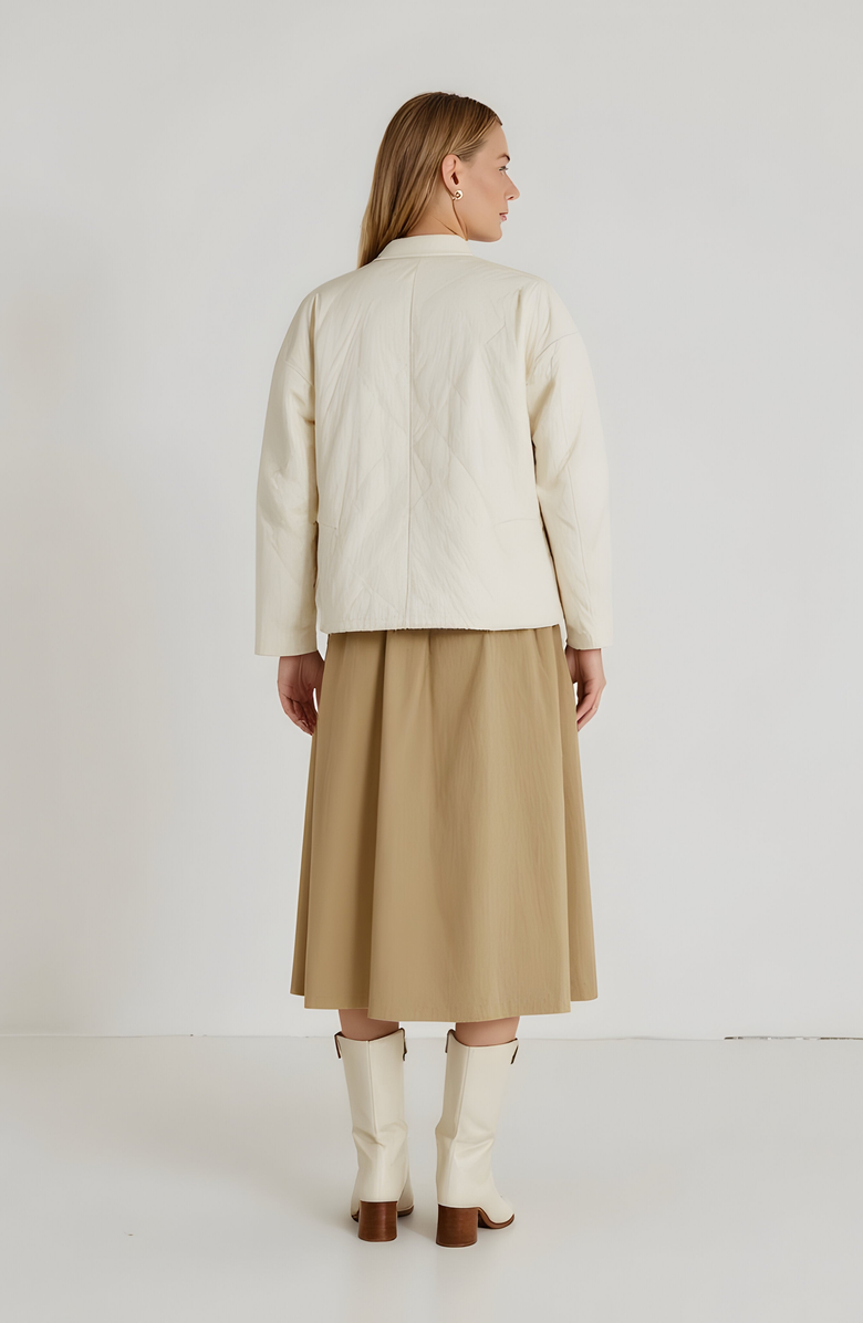 Modenaire Diamond Quilted Zip-Front Jacket with Flap Pockets and Clean Collarless Cut, Alternate, color,