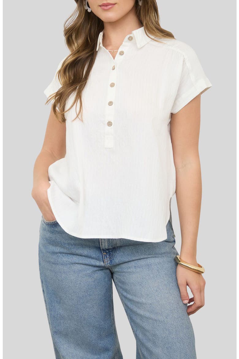 Collared Gauze Top, Main, color, OATMEAL