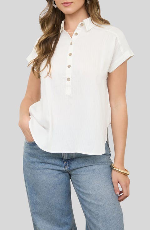 Collared Gauze Top