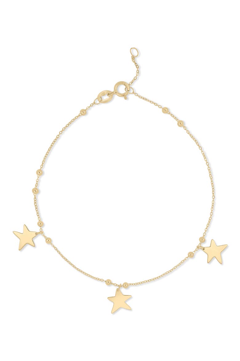 14K Gold Star Charm Bracelet, Main, color, 14K YELLOW GOLD
