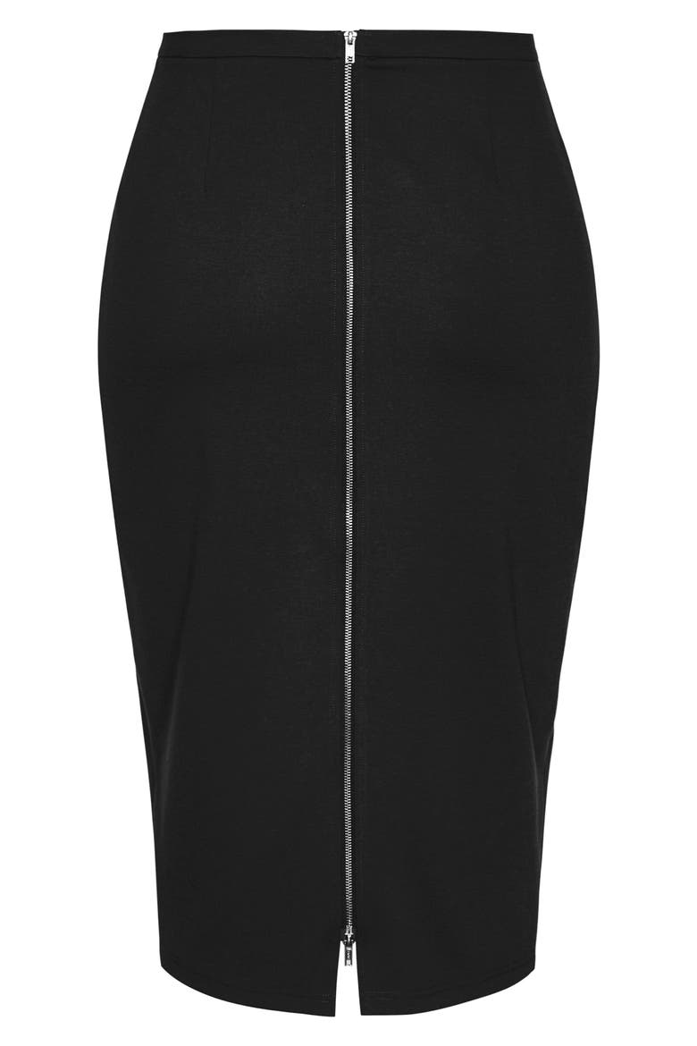 Hailey Exposed Back Zip Pencil Skirt, Alternate, color, BLACK