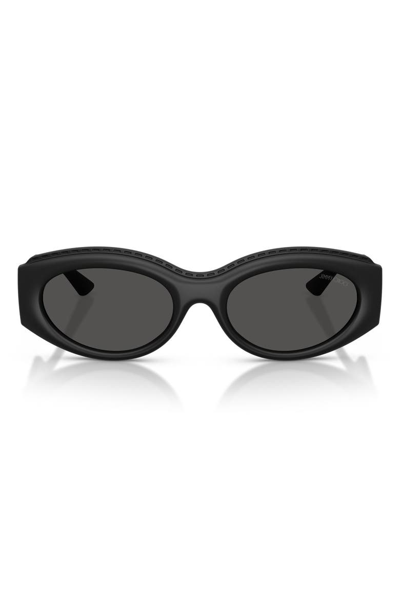 Jimmy Choo 54mm Oval Sunglasses, Main, color, Matte Black / Dark Grey