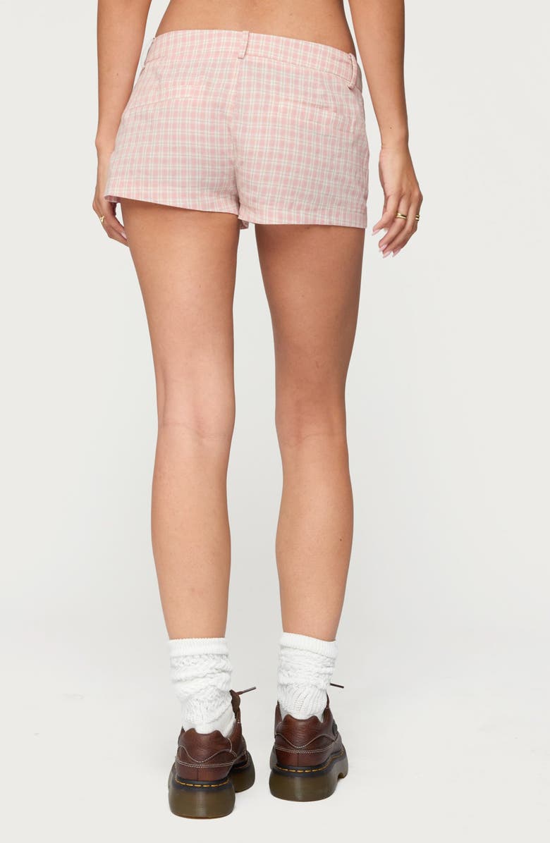 EDIKTED Monty Plaid Low Rise Shorts, Alternate, color, Pink