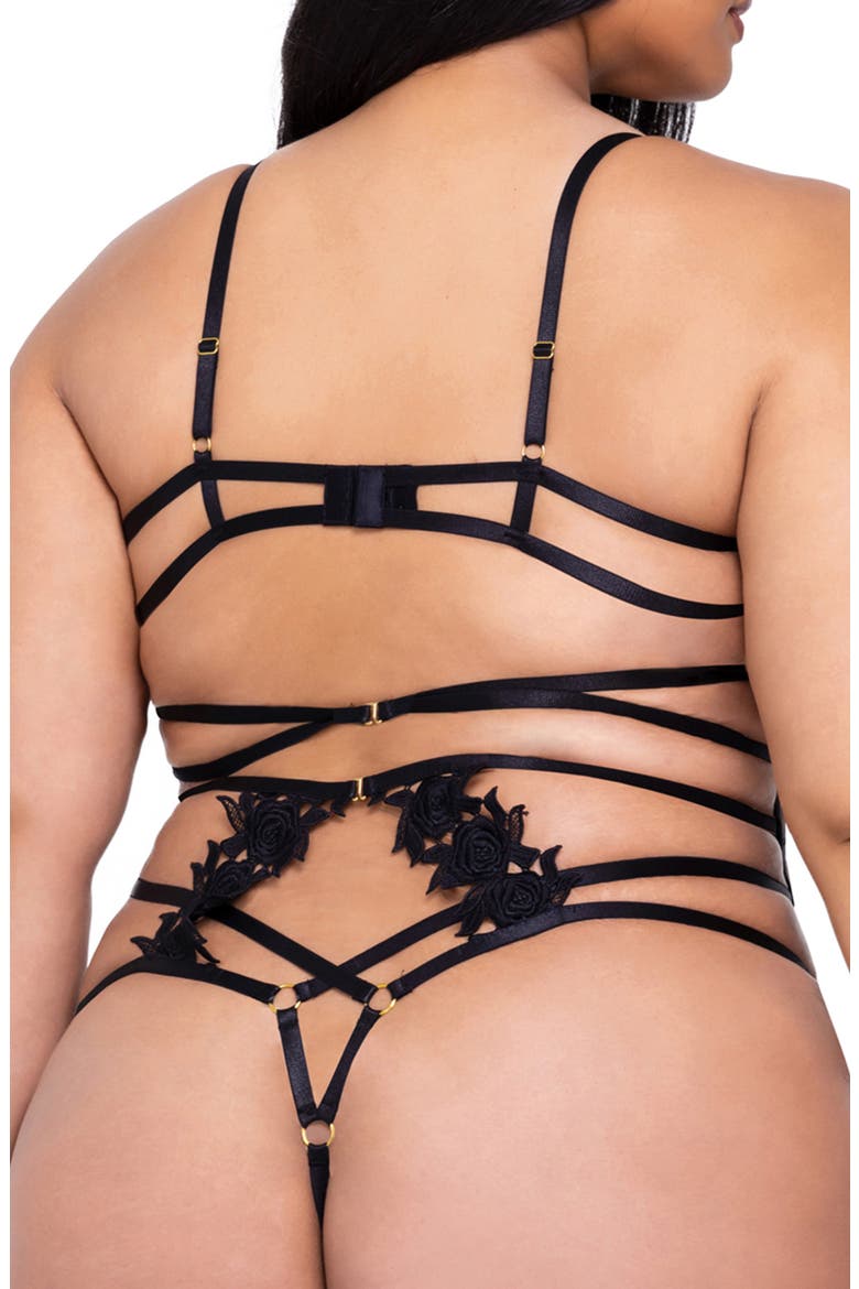 Ebony Rose Underwire Teddy, Alternate, color, BLACK