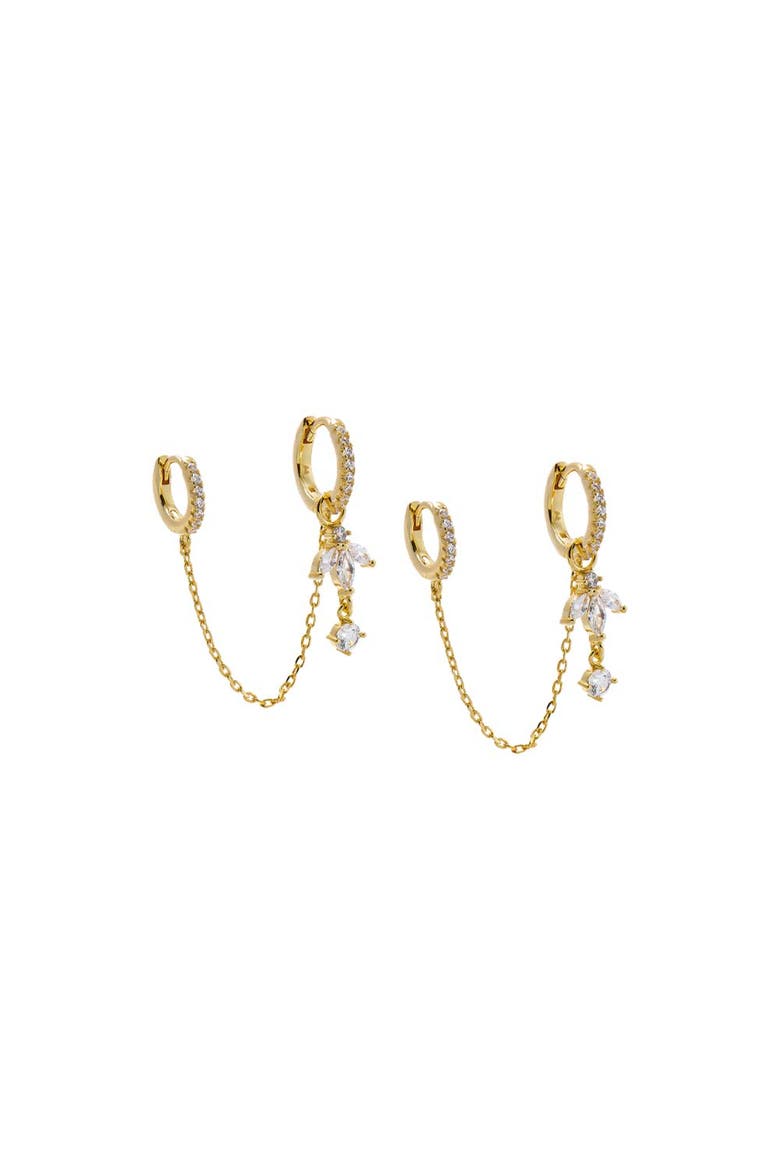 CZ Cluster Marquise Chain Huggie Earring, Main, color, Gold