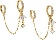 BY ADINA EDEN CZ Cluster Marquise Chain Huggie Earring