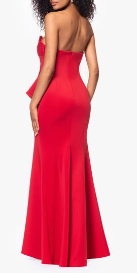 Ruffle Strapless Scuba Gown