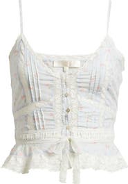 LoveShackFancy Avra Lace Peplum Camisole