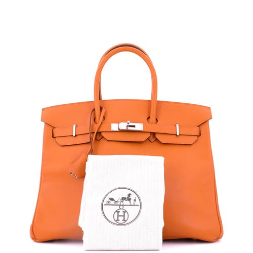 Pre-owned Hermes Hermes Birkin Handbag Orange Epsom With Palladium Hardware 35 In Orange