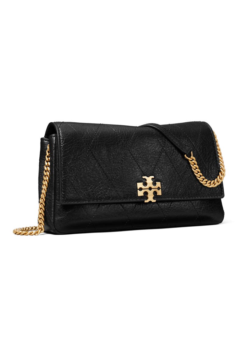 Charlie Quilted Leather Wallet on a Chain, Alternate, color, BLACK