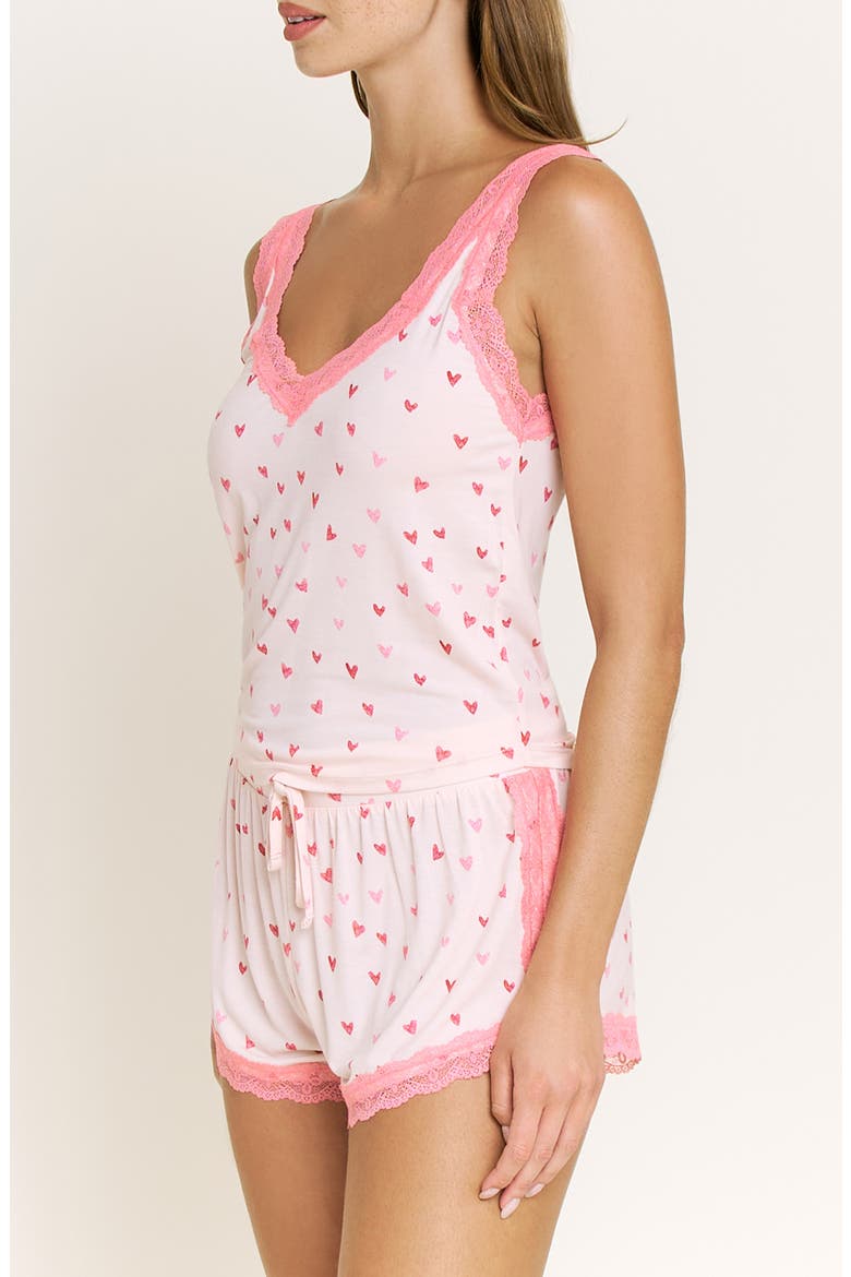 Mellow Out Lace Trim Pajamas, Alternate, color, MARZIPAN HEARTS
