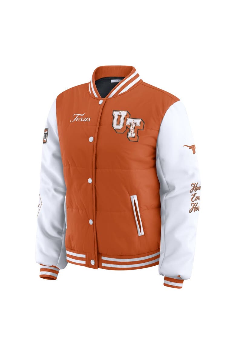 Women's WEAR by Erin Andrews  Burnt Orange Texas Longhorns Varsity Puffer Jacket, Alternate, color, Burnt Orange