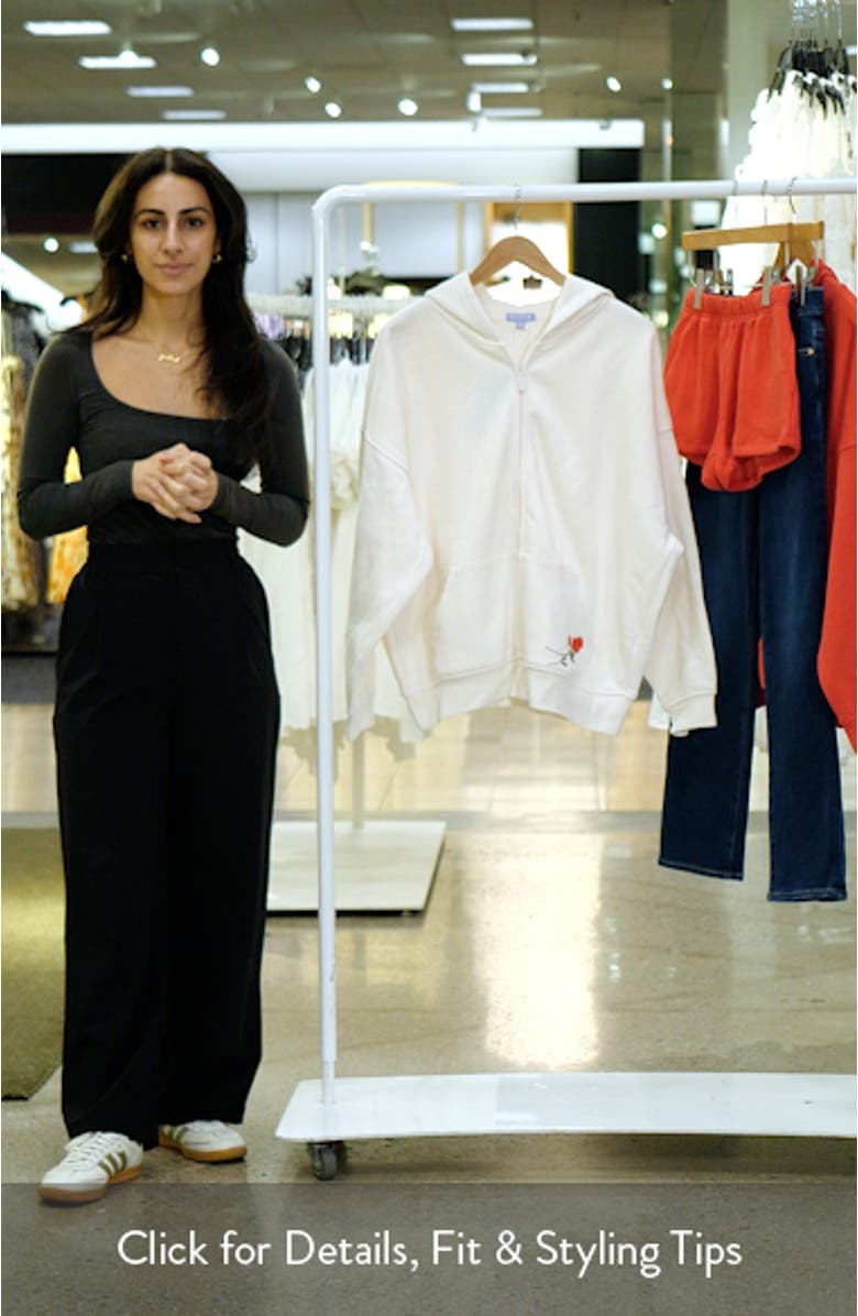 Cozy Crush Forever Embroidered Oversize Graphic Zip Hoodie, sales video thumbnail