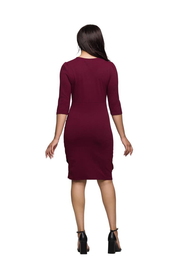V-neck Faux Wrap Dress, Alternate, color, Wine