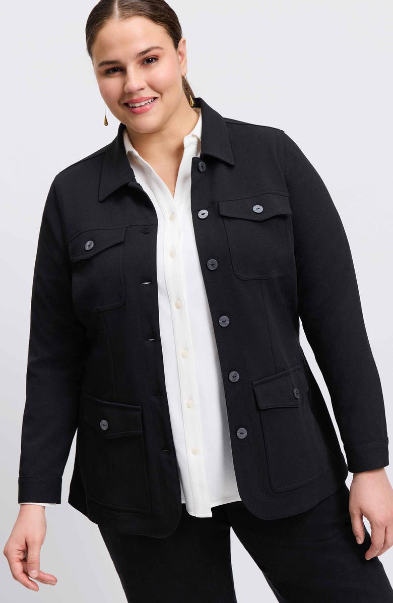 Foxcroft Stella Crepe Knit Utility Jacket, Alternate, color, 