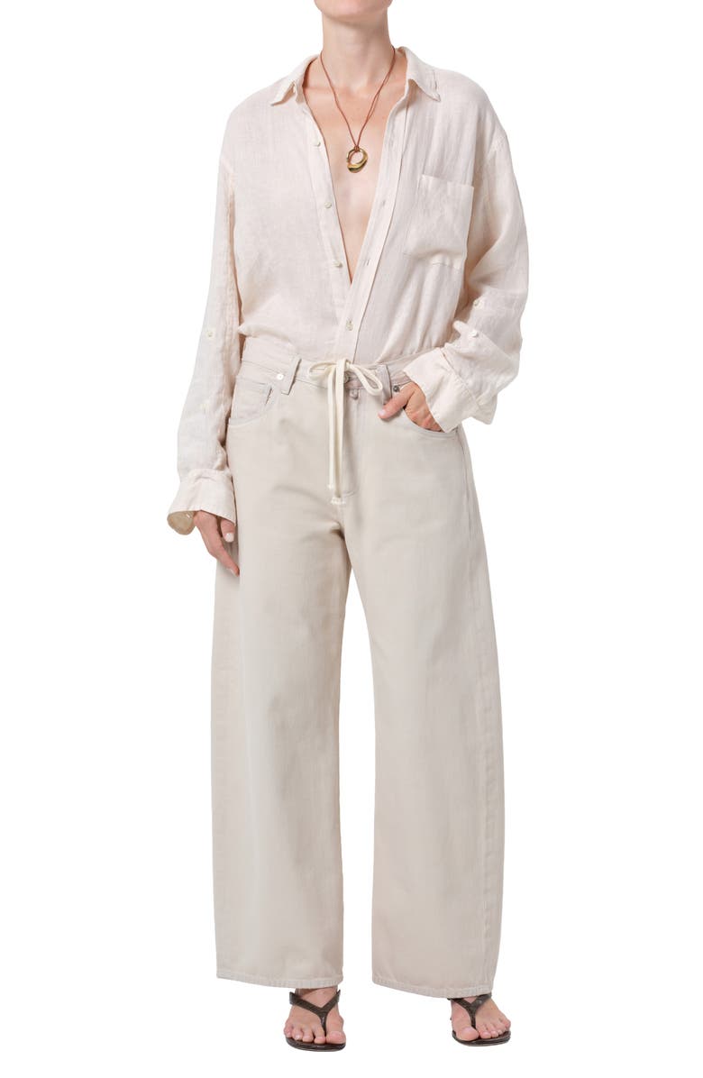 Citizens of Humanity Kayla Button-Up Linen Shirt, Alternate, color, Pale Stone