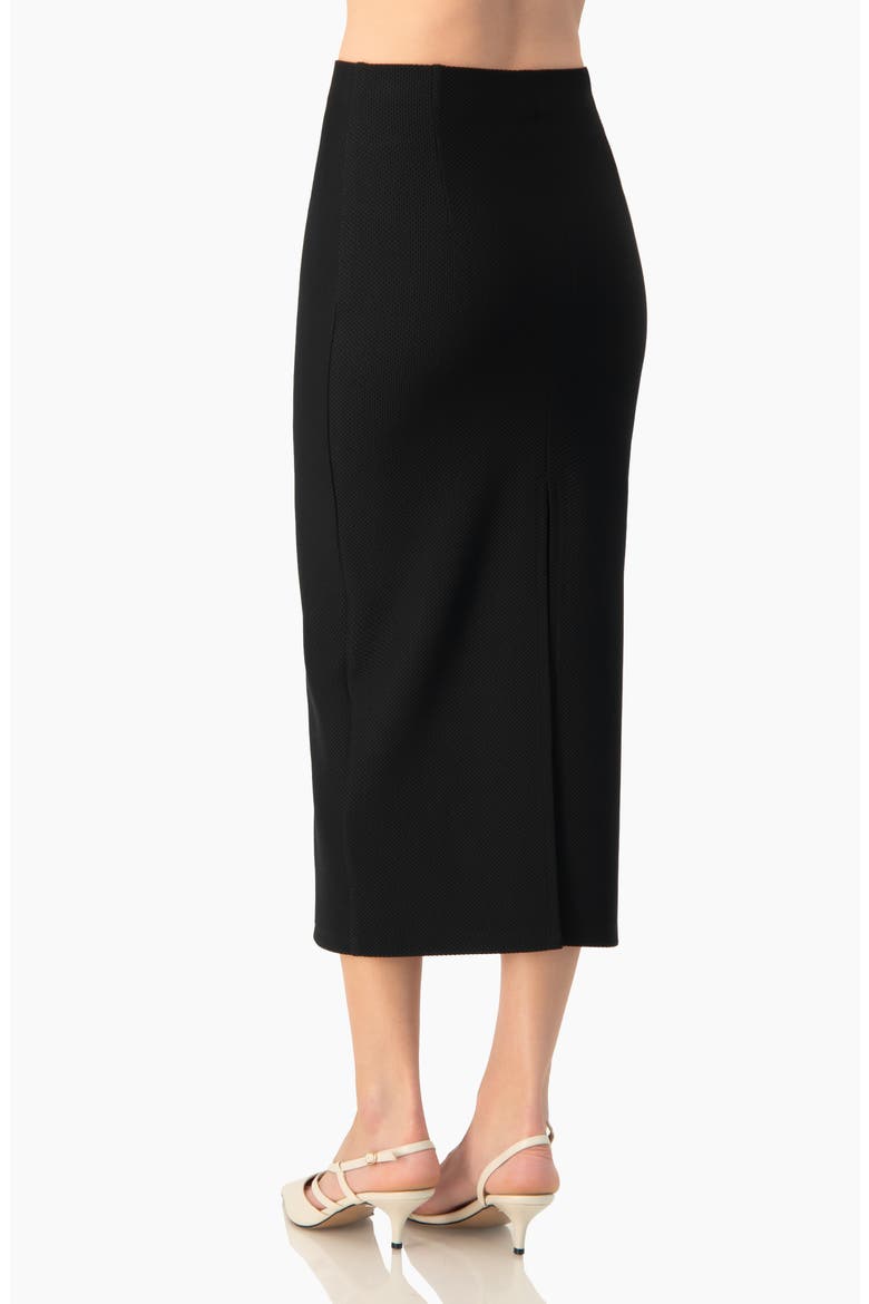Smooth Stretch Knit High-Waist Fitted Midi Skirt, Alternate, color, Black