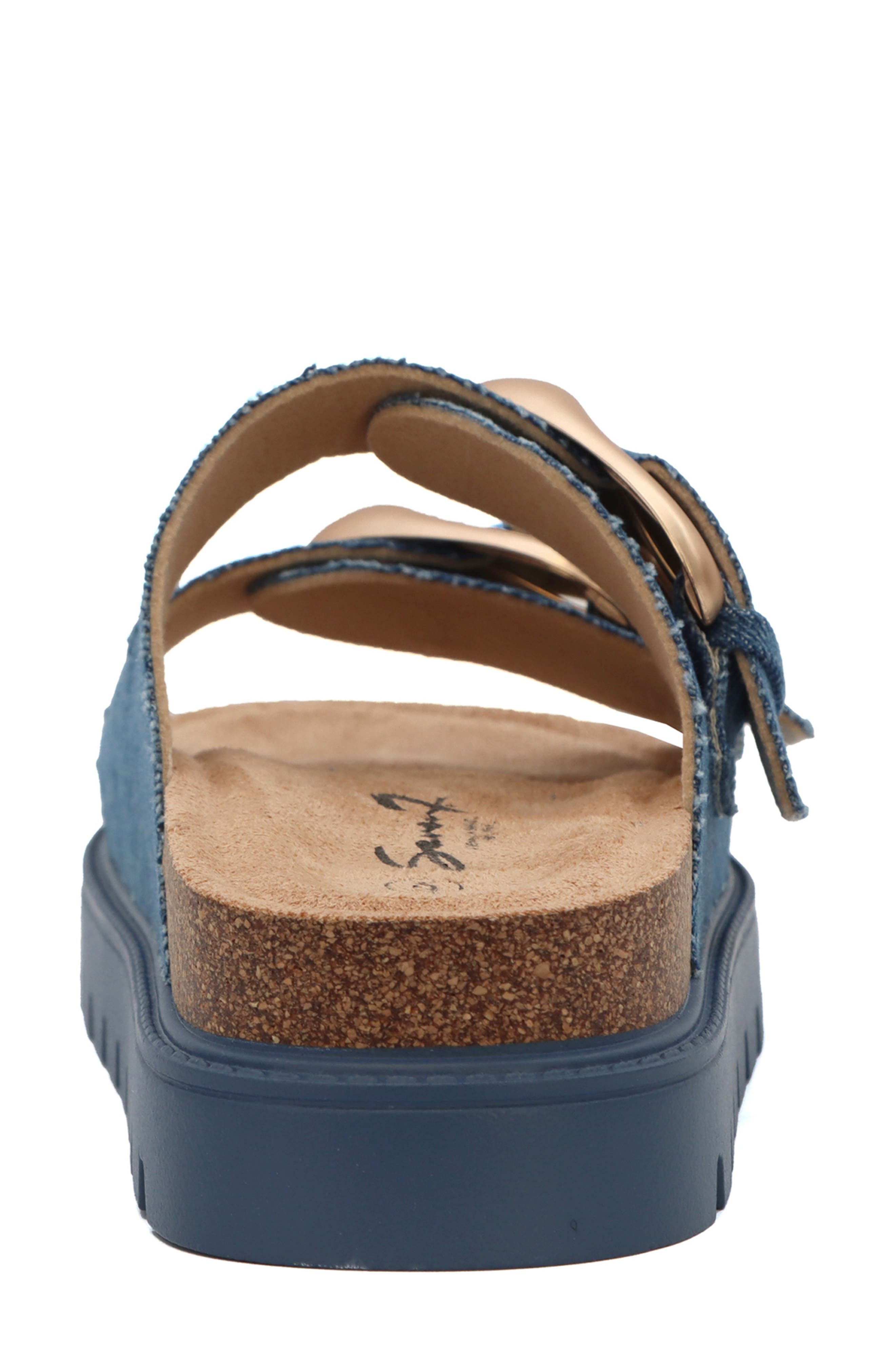 Carissa Buckle Slide Sandal, Alternate, color, DENIM
