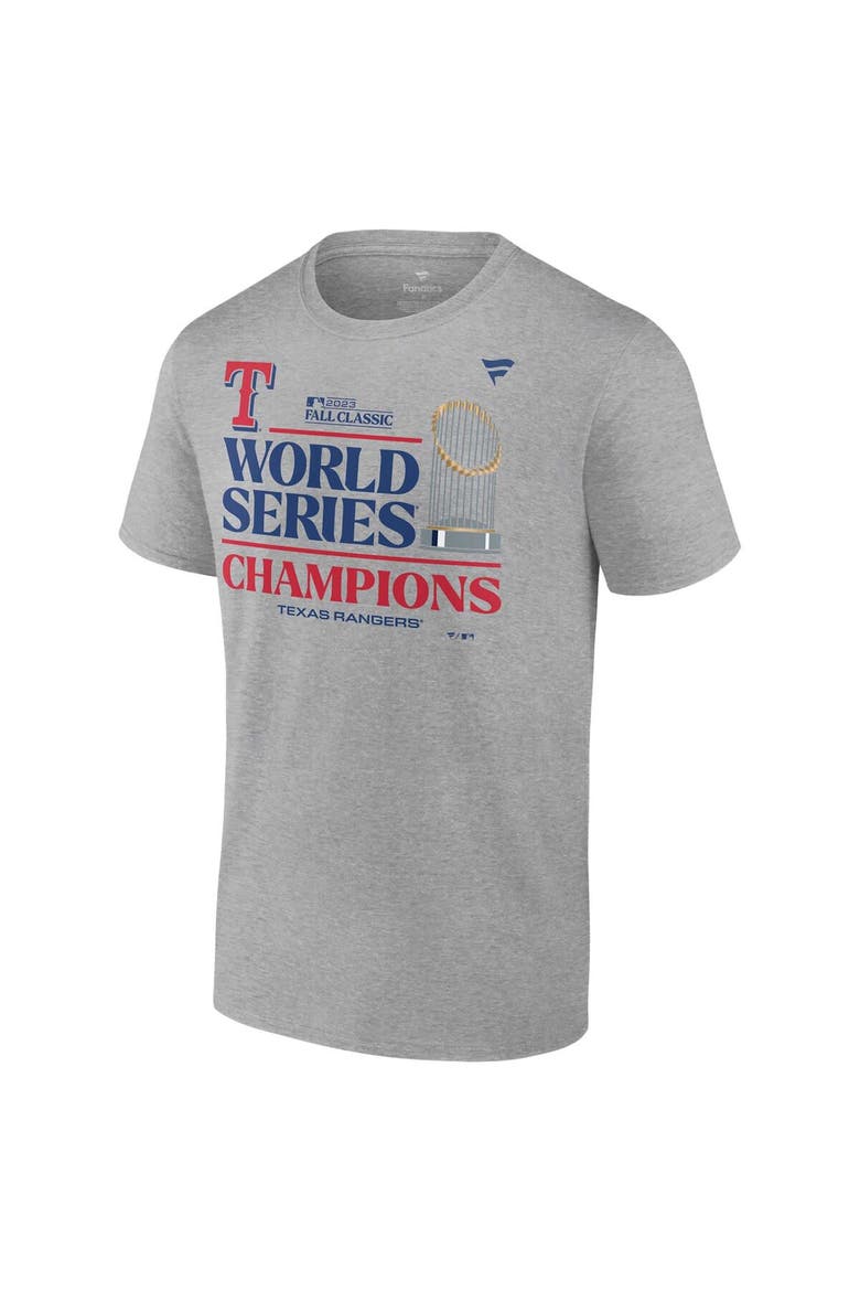 Men's Fanatics Branded  Heather Gray Texas Rangers 2023 World Series Champions Locker Room Big & Tall T-Shirt, Alternate, color, Heather Gray