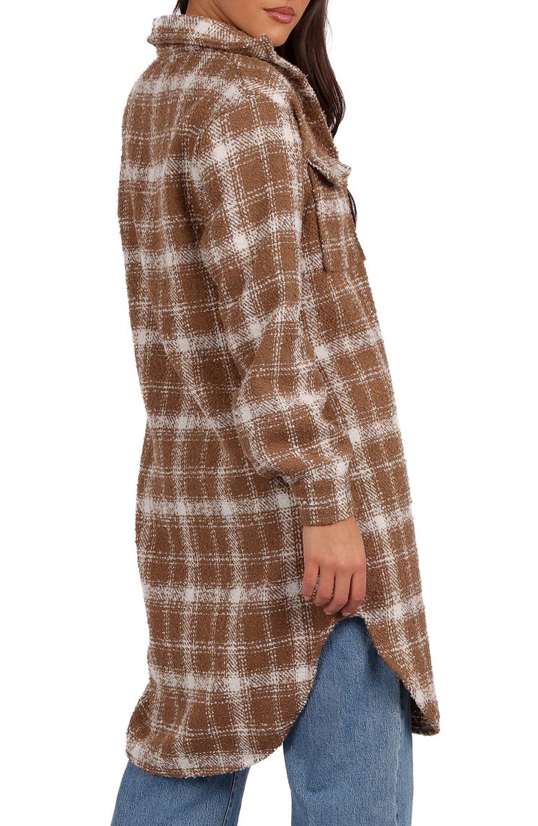 Petal & Pup Dion Plaid Longline Shacket, Alternate, color, Tan/ White