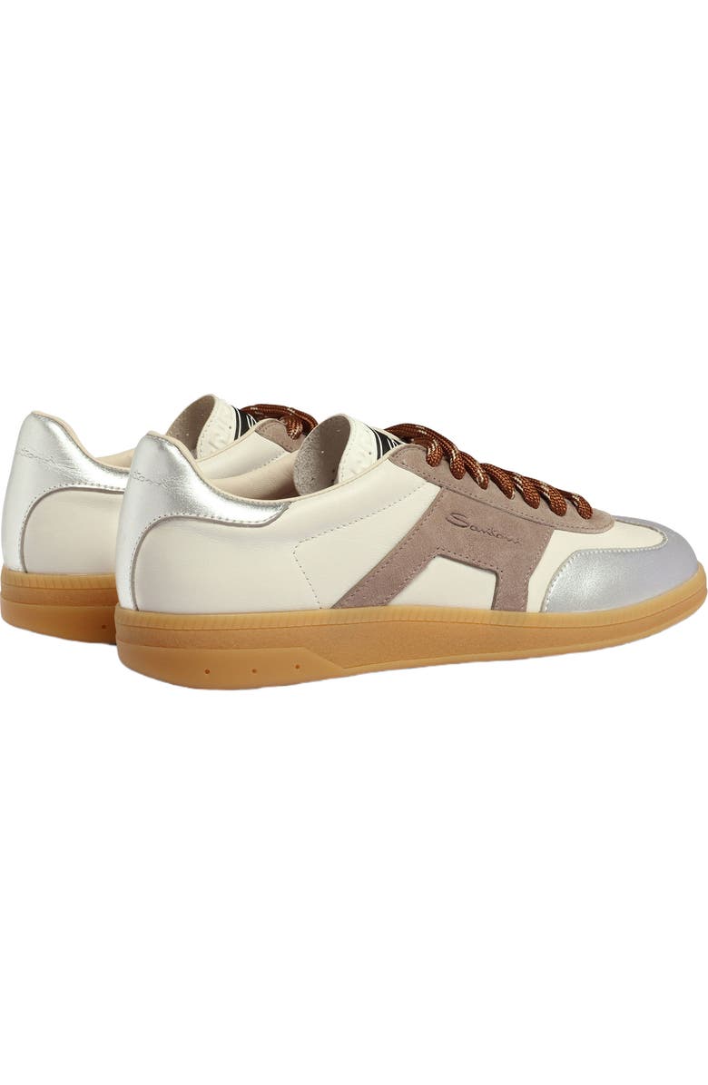 Santoni Women's leather and suede DBS Oly sneaker, Alternate, color, Natural