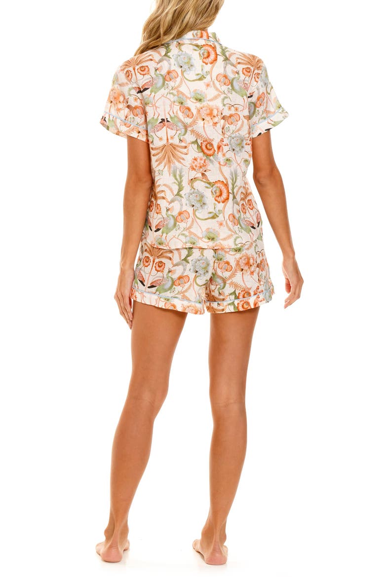 Nina Peach Jungle Linen Short Pajamas, Alternate, color, PINK
