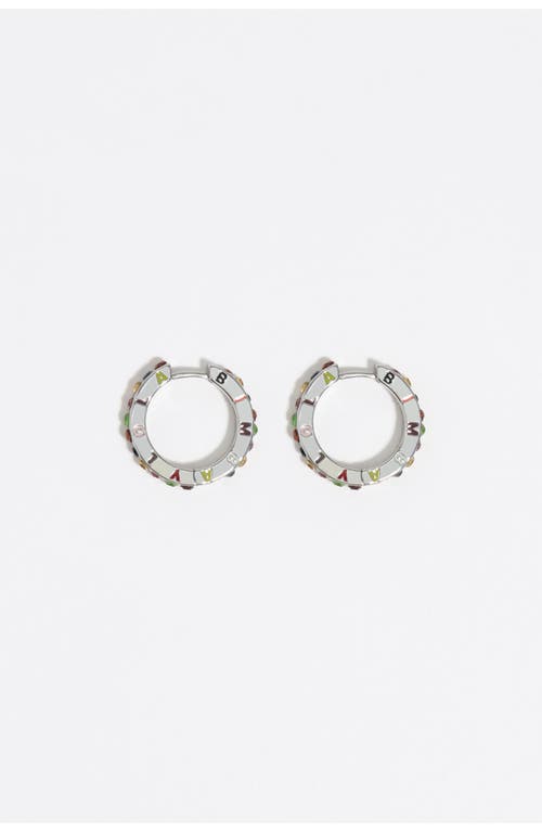 Bimba Y Lola Multicolored Crystals Logo Hoop Earrings In Metallic