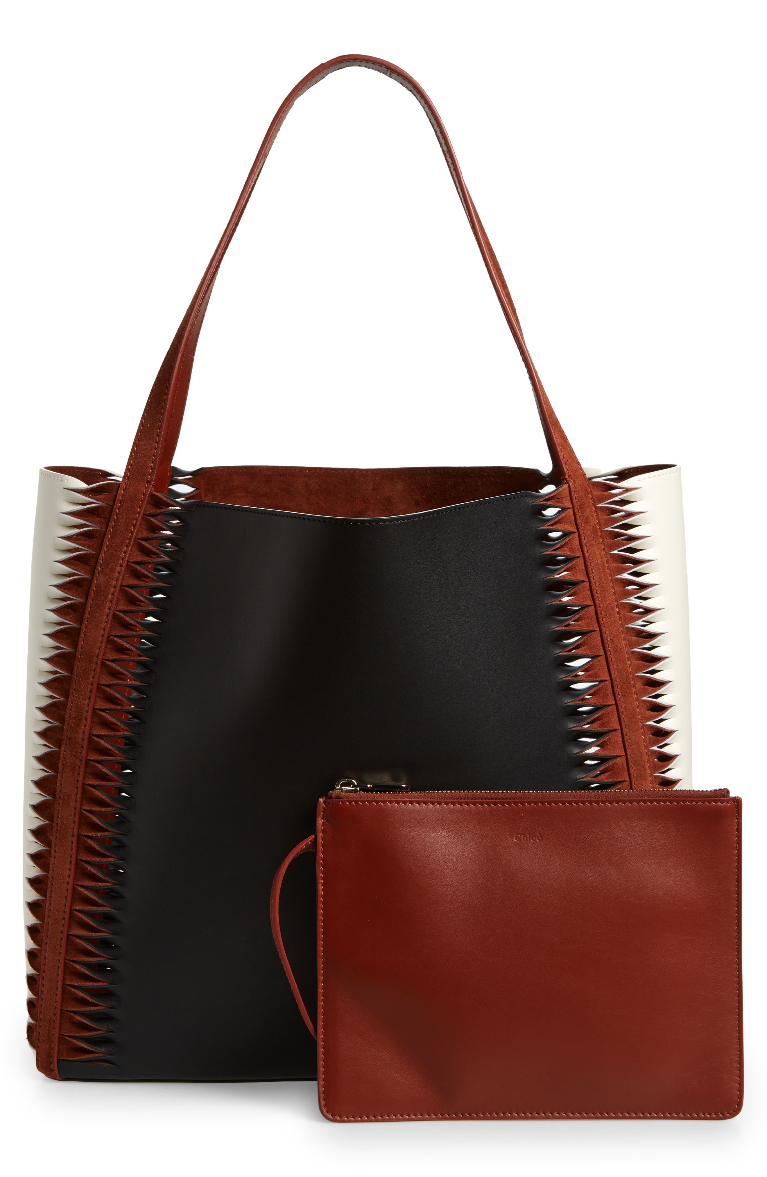 Chloé Louela Twist Trim Leather Tote, Alternate, color, 