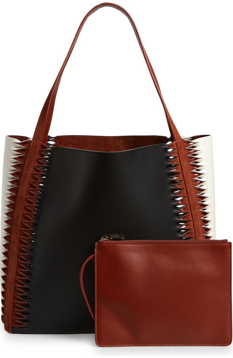 Chloé Louela Twist Trim Leather Tote, Alternate, color,