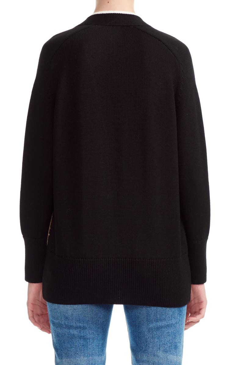 maje Mada Plaid Wool Blend Cardigan, Alternate, color,