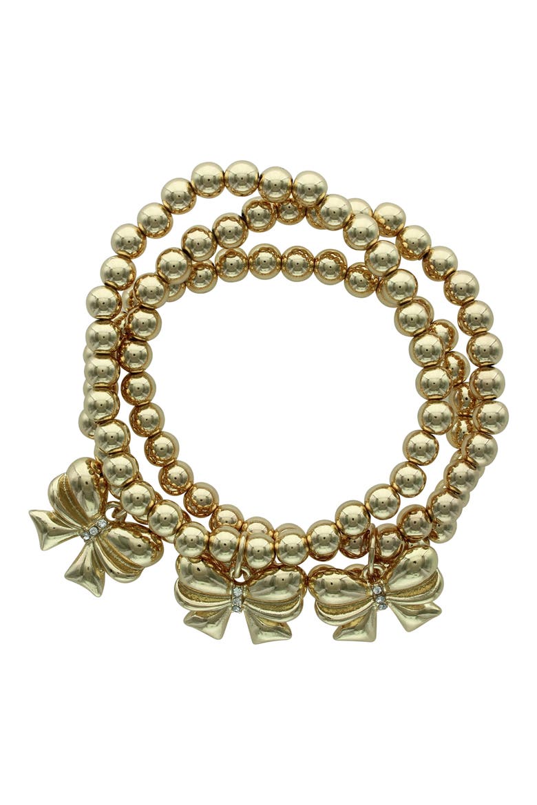 Stacked Bow Bracelets, Alternate, color, GOLD