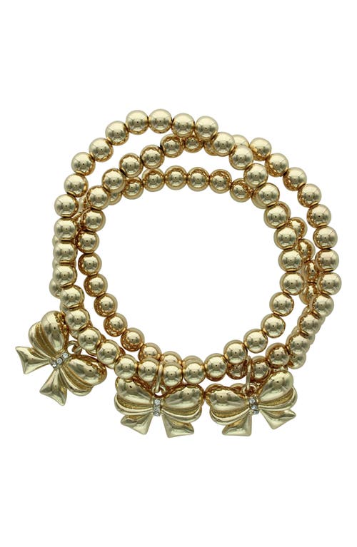 Olivia Welles Stacked Bow Bracelets In Gold