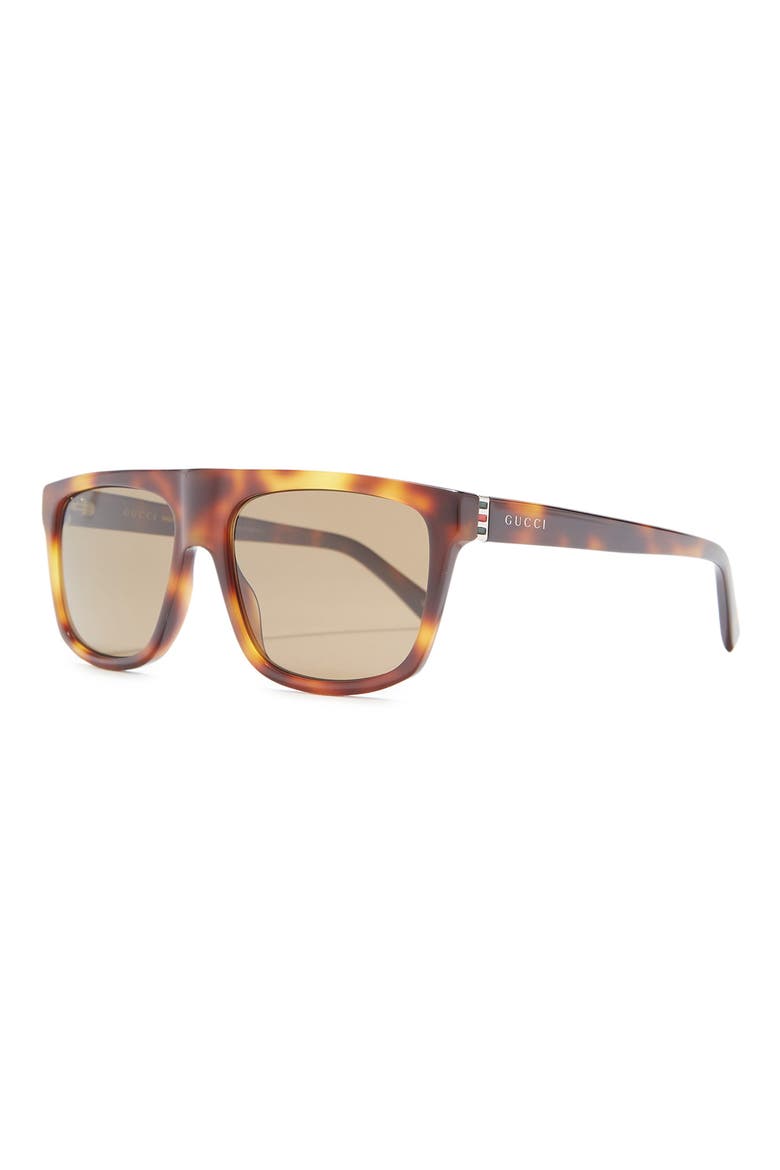 57mm Modified Square Sunglasses, Alternate, color, HAVANA RUTHENIUM BROWN