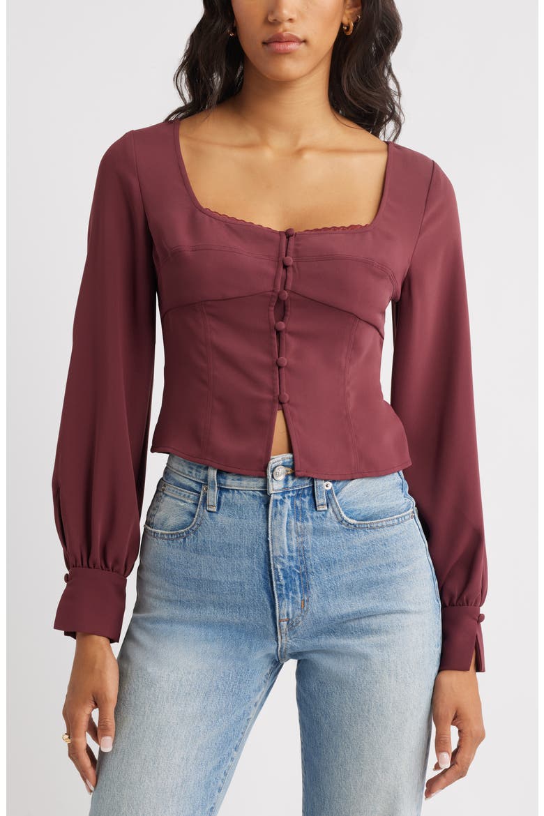 Matte Satin Corset Top, Main, color, BURGUNDY TANNIN