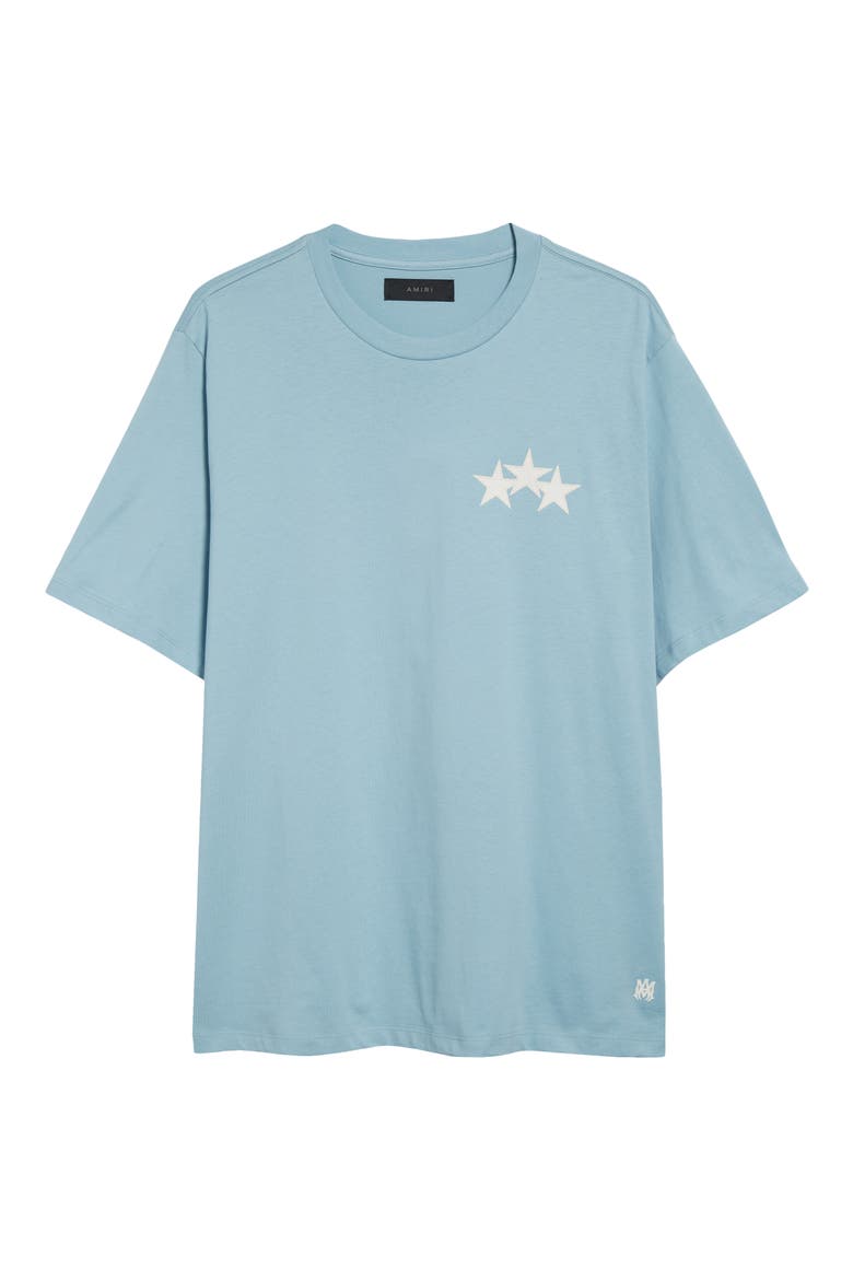3-Star Appliqué Cotton T-Shirt, Alternate, color, OCEAN SKY