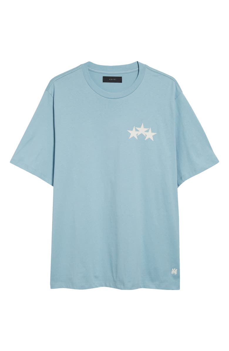 AMIRI 3-Star Appliqué Cotton T-Shirt, Alternate, color, Ocean Sky