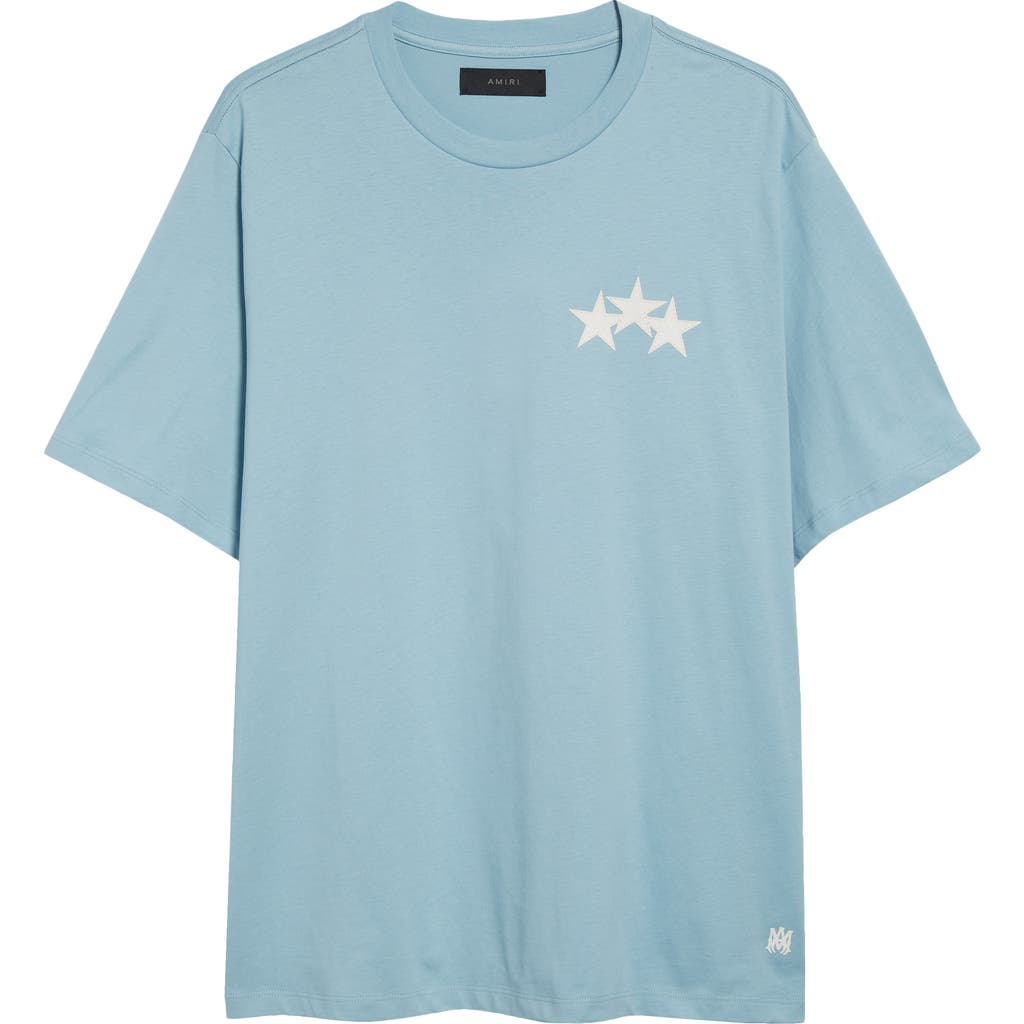 Amiri Mens Ocean Sky Three Star Short-sleeves Relaxed-fit Cotton-jersey T-shirt In Ocean Sky