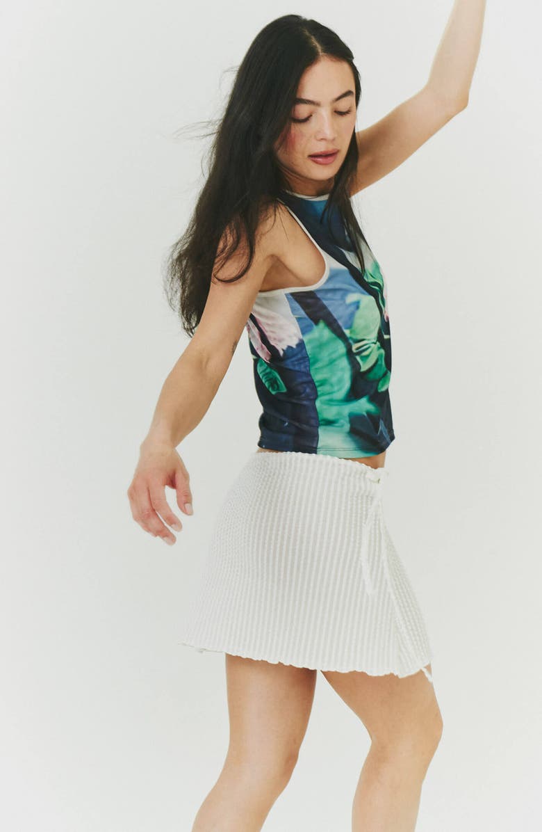 Find Me Now Addison Side Tie Mesh Miniskirt, Alternate, color, White