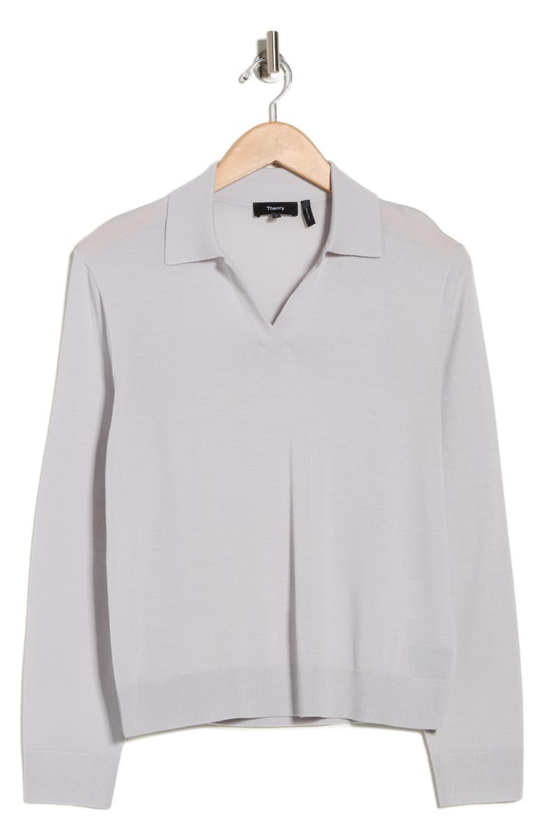 Theory Regal Merino Wool Polo Sweater, Main, color, Fog