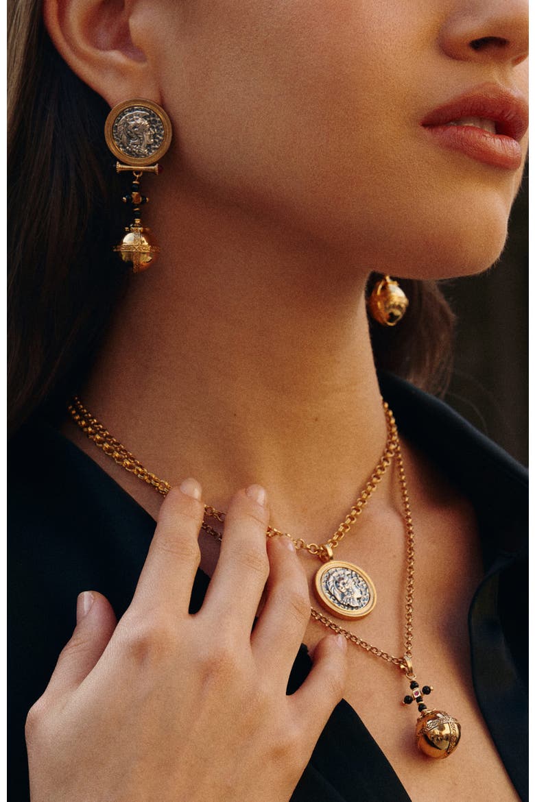 Globus Cruciger Necklace, Alternate, color, Gold & Black