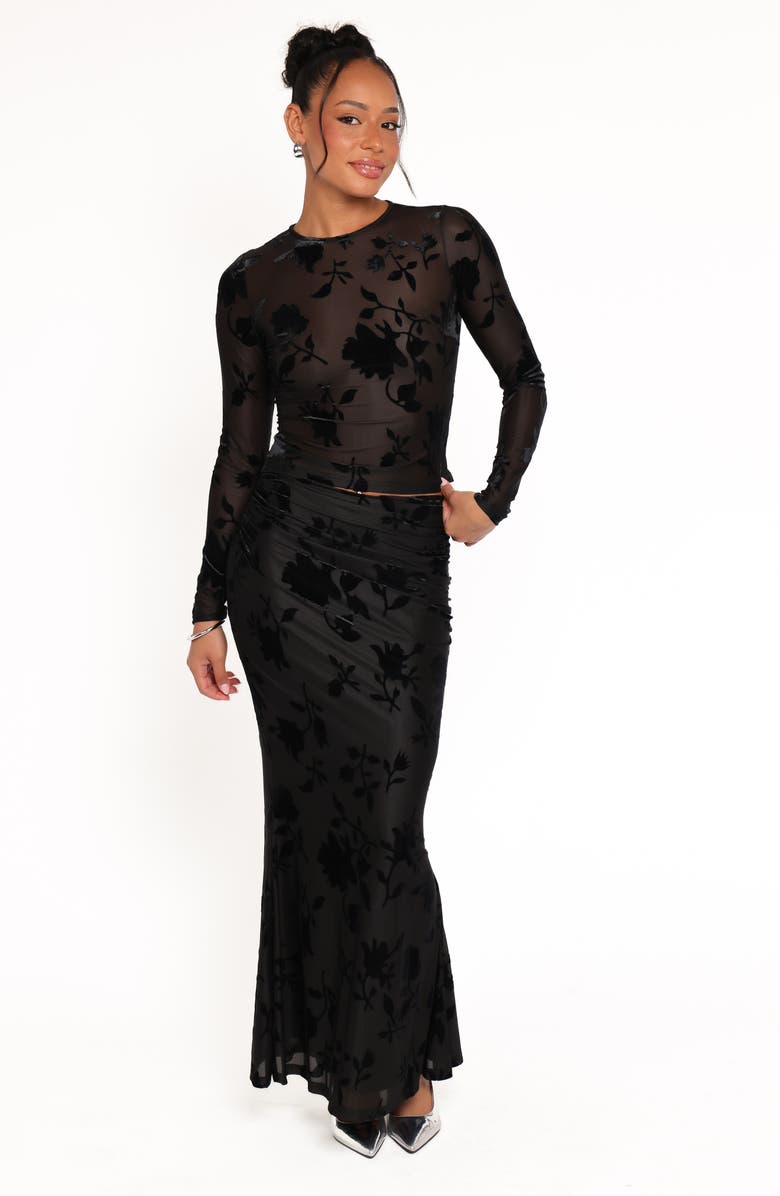 Petal & Pup Emily Burnout Velvet Maxi Skirt, Alternate, color, 