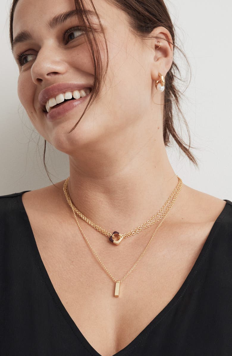 Madewell Enamel Layered Chain Necklace, Alternate, color, Pale Gold
