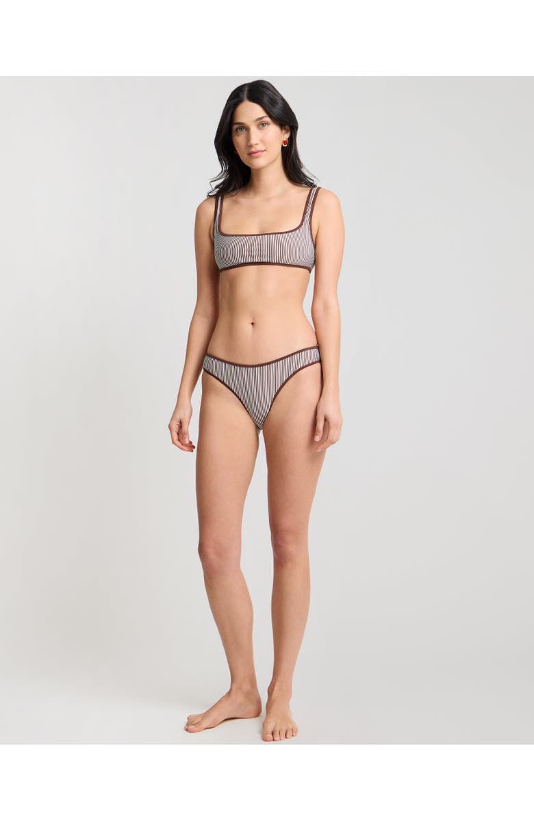 Onia Claire Tricot Bikini Top, Alternate, color, Brown/White