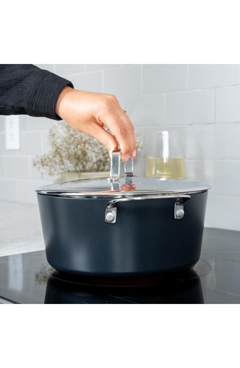 Alva Maestro Nonstick Stock Pot with Lid, Alternate, color, Black