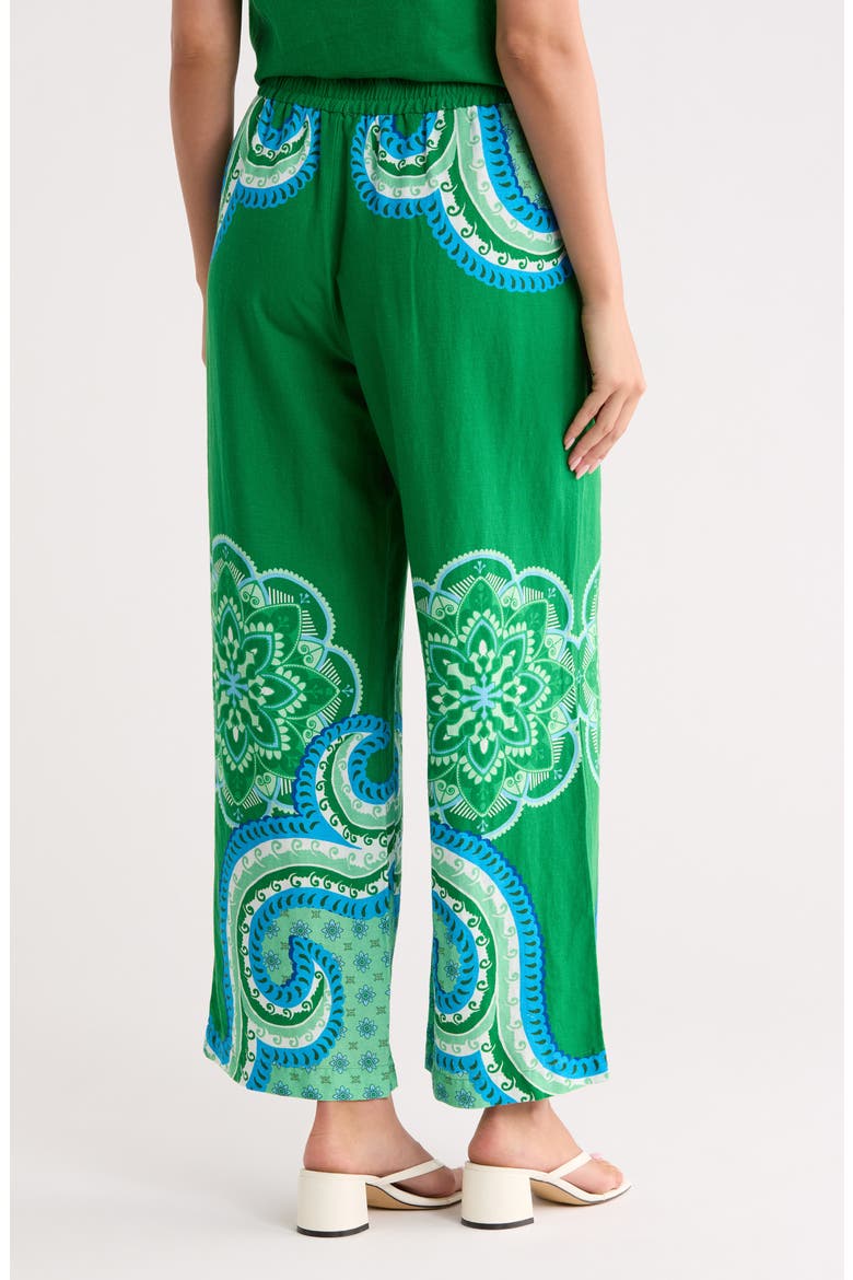 Placed Print Linen Blend Pull-On Pants, Alternate, color, JUNGLE PAISLEY PRINT